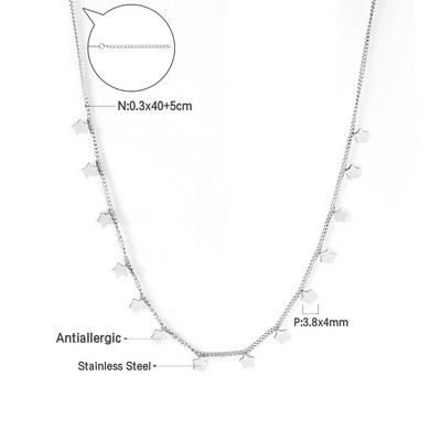 LUXUKISSKIDS бижутерия Auksinės grandinėlės karoliai Bohemia Star Heart Collier Elegantiški nerūdijančio plieno papuošalai Madingi dekoro apykaklės