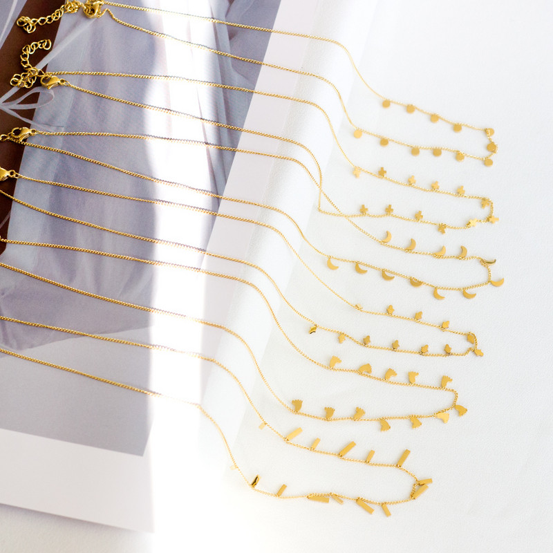 LUXUKISSKIDS бижутерия Auksinės grandinėlės karoliai Bohemia Star Heart Collier Elegantiški nerūdijančio plieno papuošalai Madingi dekoro apykaklės