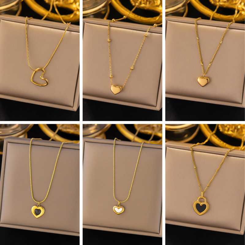 316L roostevabast terasest armastusega südameripats kaelakee naistele mood daamidele kullavärvi rangluu kett Kvaliteetsed ehted kingitused