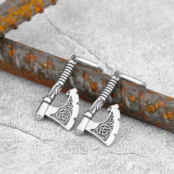 Винтидж Axe Fashion Viking Weapon Earrings Nordic Men Teen Stainless Steel Odin Axe Raven Jewelry Stud Earrings Personal Gift