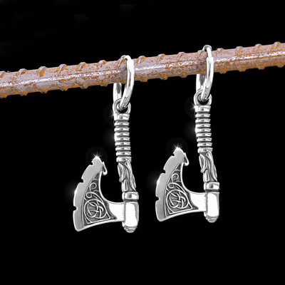 Винтидж Axe Fashion Viking Weapon Earrings Nordic Men Teen Stainless Steel Odin Axe Raven Jewelry Stud Earrings Personal Gift