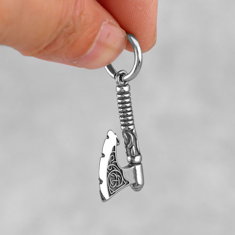 Vintage Axe Divat Viking Fegyver Fülbevaló Nordic Férfi Tini Rozsdamentes Acél Odin Axe Raven Ékszer Fülbevaló Személyiség Ajándék