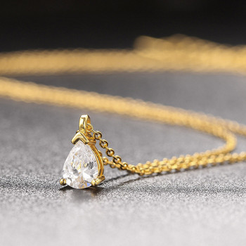 Κρεμαστό κολιέ Waterdrop Crystal για γυναίκες Κορεατική μόδα Χρυσό Χρώμα Γεωμετρική αλυσίδα τσόκερ CZ στο λαιμό Αξεσουάρ Κοσμήματα