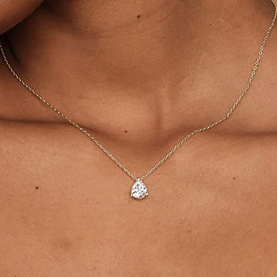 Колие с висулка Waterdrop Crystal за жени Корейска мода Златен цвят Геометричен CZ Choker Верига на врата Аксесоари Бижута