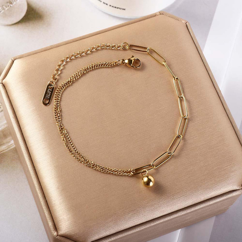 Titano plieno dvisluoksnės madingos kulkšnies, unikalios hipoalerginės bohemiškos pėdų grandinėlės, moteriškos karoliukai