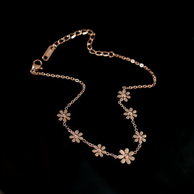 304 Nerūdijančio plieno stilinga grandininė ankletė Daisy Flower vasarinė paplūdimio kulkšnė moterims, papuošalai 21 cm (8 2/8") ilgio
