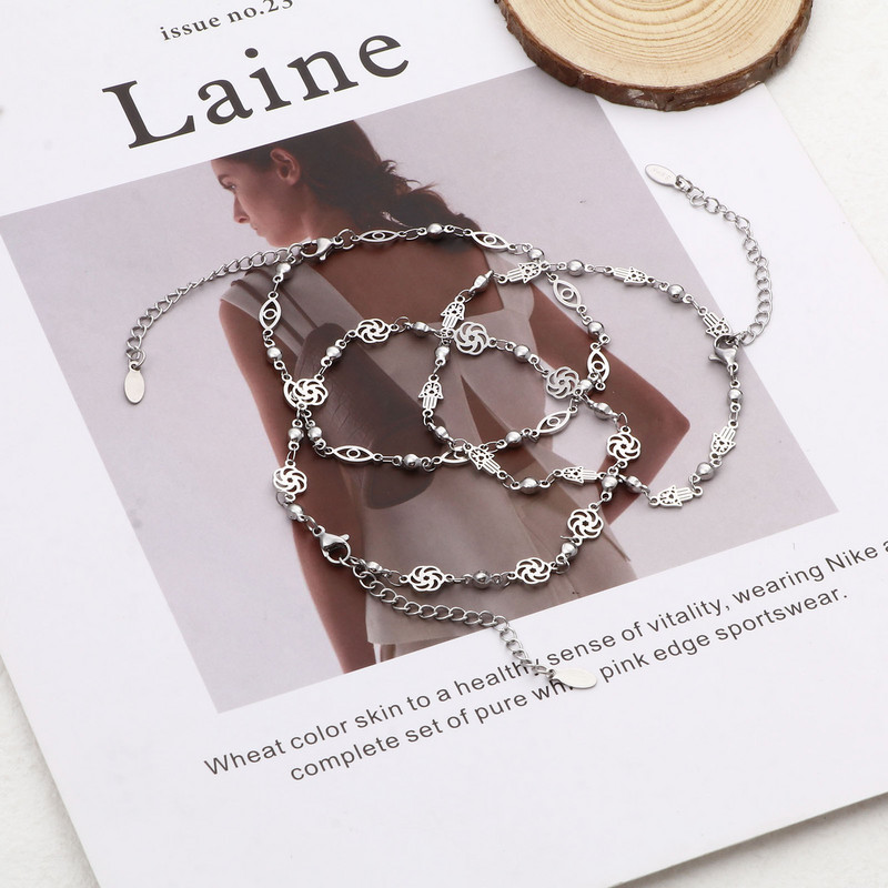 Ζεστό μπράτσο από ανοξείδωτο ατσάλι Χρυσό χρώμα Ασημί Χρώμα λουλούδι Βραχιόλι με κακά μάτια στο πόδι Κόσμημα Γυναικεία αξεσουάρ, 1 τεμάχιο