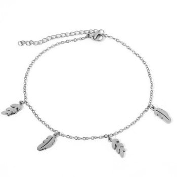 Anklets από ανοξείδωτο ατσάλι Bohemian Feather Leafs Κρεμαστό Simplicity Chain Anklet για Γυναικεία Κοσμήματα Καλοκαιρινά παραθαλάσσια δώρα παραλίας