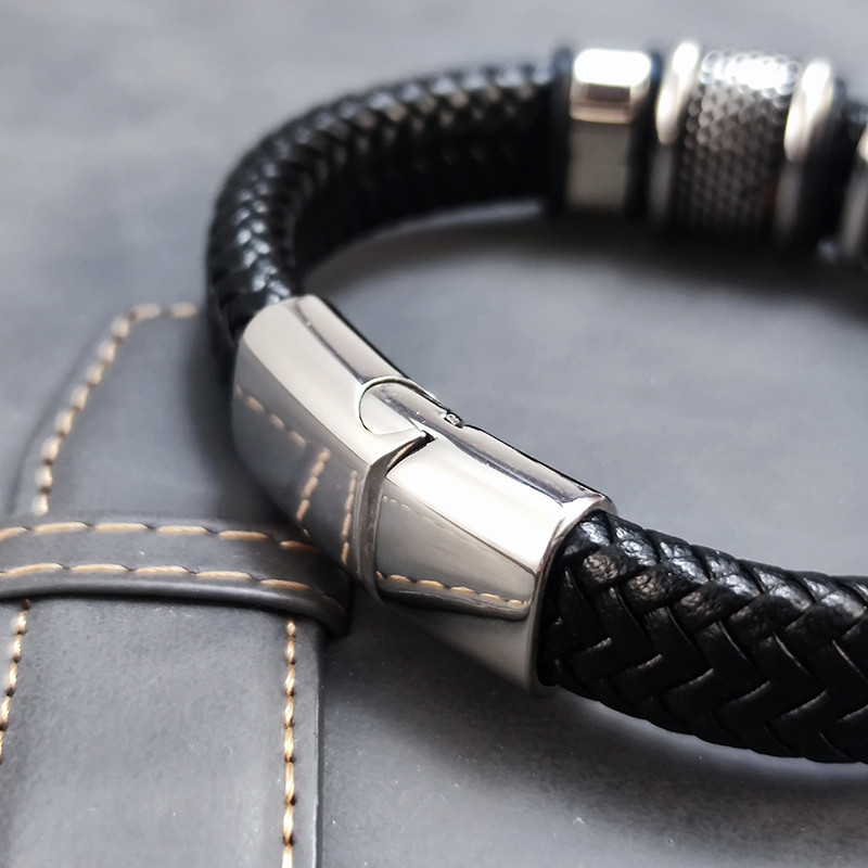 Žavinga vyriška vikingų inkaro apyrankė 16 sruogų iš austos odos rankogalių apyrankė iš nerūdijančio plieno sportinė sagtis papuošalai draugams