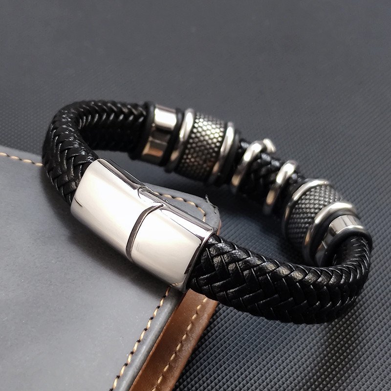 Žavinga vyriška vikingų inkaro apyrankė 16 sruogų iš austos odos rankogalių apyrankė iš nerūdijančio plieno sportinė sagtis papuošalai draugams