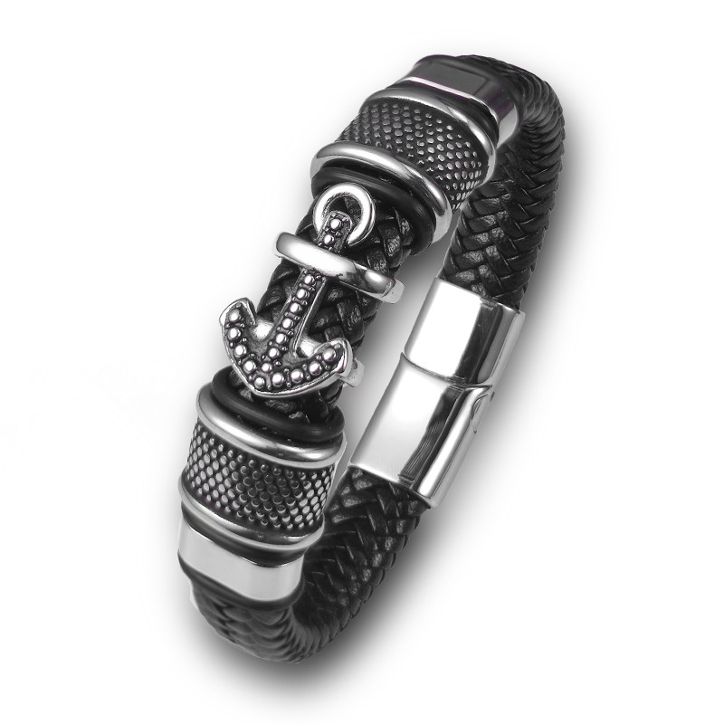 Žavinga vyriška vikingų inkaro apyrankė 16 sruogų iš austos odos rankogalių apyrankė iš nerūdijančio plieno sportinė sagtis papuošalai draugams