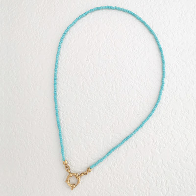 QMHJE imitatsiooniga pärlikee naiste kaelakee seemnehelmed vikerkaar roostevabast terasest klamber meremehe pandla aluskett kullavärvi Boho