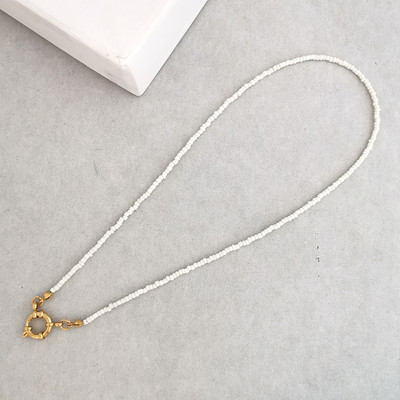 QMHJE imitatsiooniga pärlikee naiste kaelakee seemnehelmed vikerkaar roostevabast terasest klamber meremehe pandla aluskett kullavärvi Boho