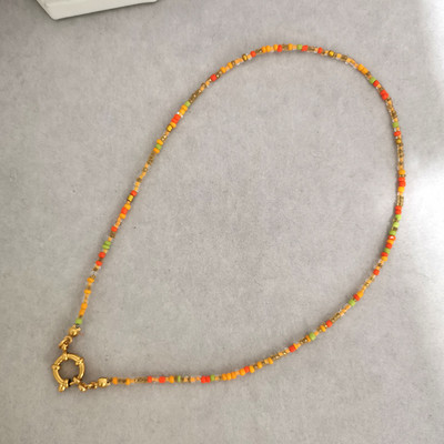 QMHJE imitatsiooniga pärlikee naiste kaelakee seemnehelmed vikerkaar roostevabast terasest klamber meremehe pandla aluskett kullavärvi Boho