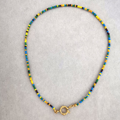 QMHJE imitatsiooniga pärlikee naiste kaelakee seemnehelmed vikerkaar roostevabast terasest klamber meremehe pandla aluskett kullavärvi Boho