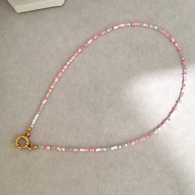 QMHJE imitatsiooniga pärlikee naiste kaelakee seemnehelmed vikerkaar roostevabast terasest klamber meremehe pandla aluskett kullavärvi Boho