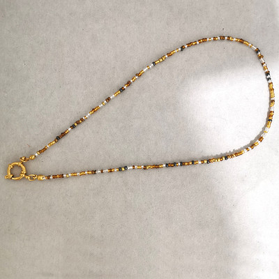 QMHJE imitatsiooniga pärlikee naiste kaelakee seemnehelmed vikerkaar roostevabast terasest klamber meremehe pandla aluskett kullavärvi Boho