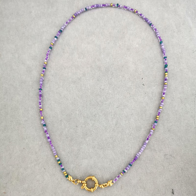 QMHJE imitatsiooniga pärlikee naiste kaelakee seemnehelmed vikerkaar roostevabast terasest klamber meremehe pandla aluskett kullavärvi Boho