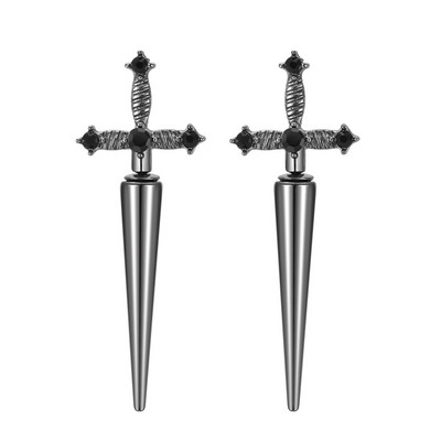 Vnox Gothic Kinitial Sword Auskari Sievietēm Vīrieši, Vintage Cool Punk Black Ear Goth Dagger Auskari Juvelierizstrādājumi Dāvana