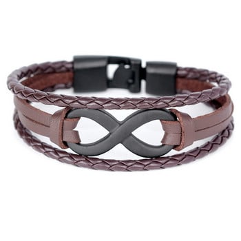 XQNI Fashion Bangles Novelty Digital 8 Δερμάτινα βραχιόλια Διάσημο DIY Multilayer Bandage Bracelet Friendship Charm για άνδρες.