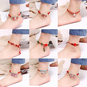 Jauns modes korejiešu stila vienkāršs zvaniņš sarkans virves potītes Sieviešu meitene Aksesuāri juvelierizstrādājumu vairumtirdzniecība