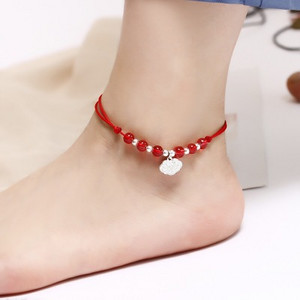Jauns modes korejiešu stila vienkāršs zvaniņš sarkans virves potītes Sieviešu meitene Aksesuāri juvelierizstrādājumu vairumtirdzniecība