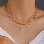 Vintage Pearl Charm sluoksniuoti karoliai Moteriški papuošalai Sluoksniuoti aksesuarai mergaitėms Drabužiai Estetinės dovanos mados pakabukas 2022 m.