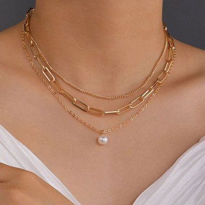 Vintage Pearl Charm sluoksniuoti karoliai Moteriški papuošalai Sluoksniuoti aksesuarai mergaitėms Drabužiai Estetinės dovanos mados pakabukas 2022 m.