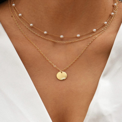 Vintage Pearl Charm sluoksniuoti karoliai Moteriški papuošalai Sluoksniuoti aksesuarai mergaitėms Drabužiai Estetinės dovanos mados pakabukas 2022 m.