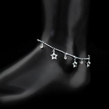 Нова звезда висулка Bohemia CZ сребърна глезенна глезенна гривна със кристали Гривна с глезени Сребърен цвят Верига за крака Модни дамски плажни бижута