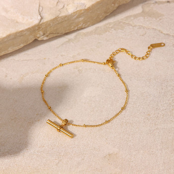 Μοντέρνο βραχιόλι ποδιών Αστραγάλος Κοσμήματα Καλοκαιρινά αξεσουάρ Ανοξείδωτο ατσάλι Χρυσό Χρώμα Δορυφορική Αλυσίδα με Σύνδεσμο T Bar Anklet για γυναίκες