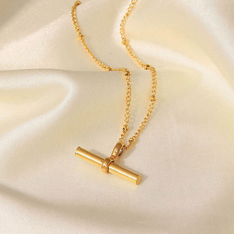 Moderna narukvica za gležanj stopala Nakit Ljetni dodaci Nehrđajući čelik Zlatna boja Satelitski lanac Link T Bar Anklet za žene