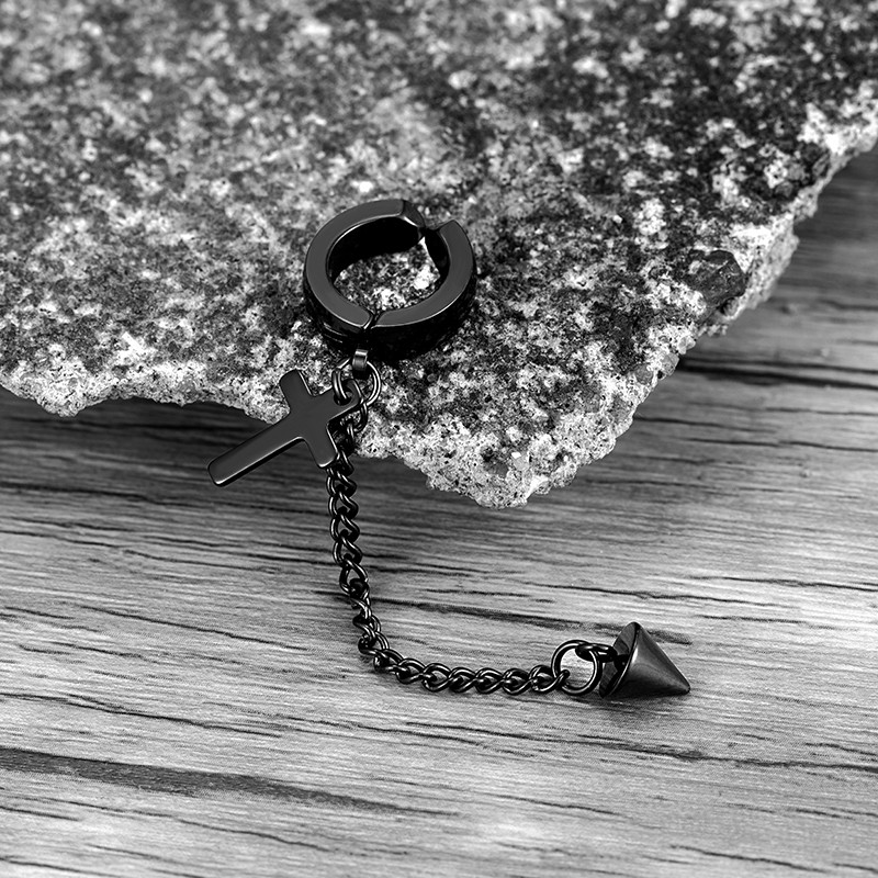 Trend Stianless plieno kutų ausų segtukas 1 dalių grandinėlė Huggie auskarai trikampio kryžiaus rašto auskarai vyriški, moteriški pankų ausų papuošalai