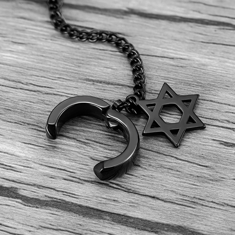 Trend Stianless plieno kutų ausų segtukas 1 dalių grandinėlė Huggie auskarai trikampio kryžiaus rašto auskarai vyriški, moteriški pankų ausų papuošalai