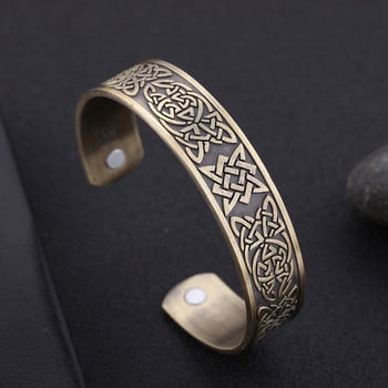 Славянска гривна Dawapara Kolovrat за мъже Square of Svarog Vikings Symbol Cuff Bangle Nordic Pagan Amulet Metal Jewelry