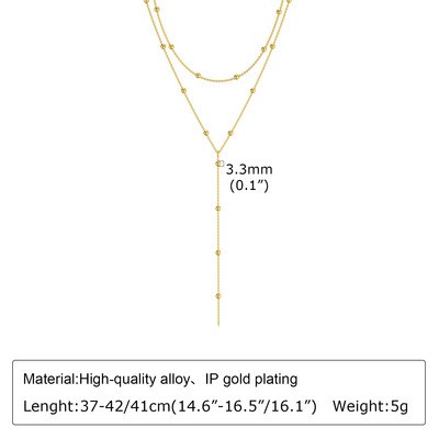 Moteriški paauksuoti „Lariat“ karoliai, dvisluoksniai ilgos grandinės pakabukai „Choker“ karoliai, mados dovanos