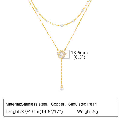 Moteriški paauksuoti „Lariat“ karoliai, dvisluoksniai ilgos grandinės pakabukai „Choker“ karoliai, mados dovanos