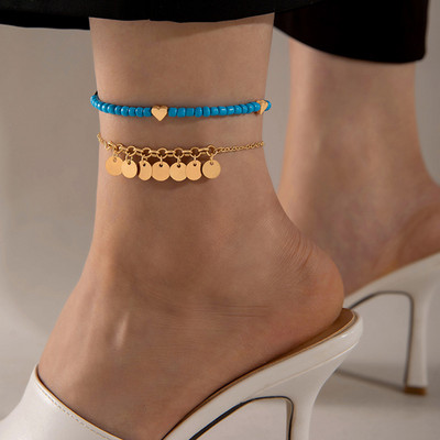 Tocona, pietriș, pietriș, cu mărgele, colorat, lanț pentru picioare, bărbați și femei, din aliaj geometric, bijuterii de vară.