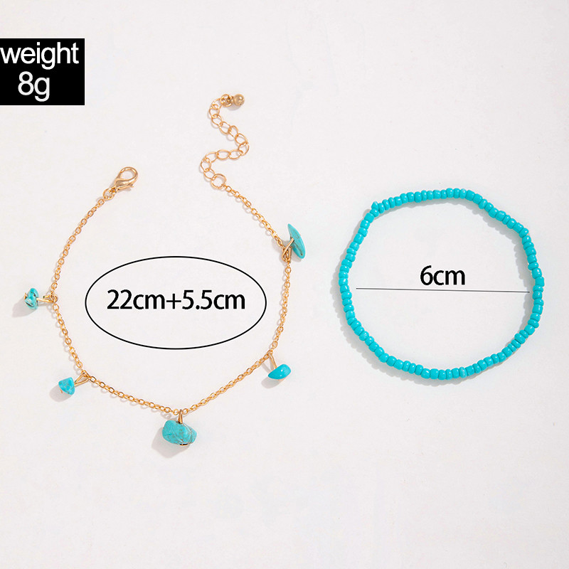 Tocona, pietriș, pietriș, cu mărgele, colorat, lanț pentru picioare, bărbați și femei, din aliaj geometric, bijuterii de vară.