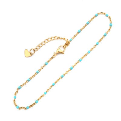 1 PC Fashion Anklet από ανοξείδωτο ατσάλι με σμάλτο πολύχρωμο στο πόδι Βραχιόλια στον αστράγαλο Γυναικεία Ανδρικά κοσμήματα με αλυσίδα ποδιών μήκους 23 cm