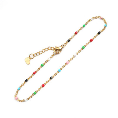 1 PC Fashion Anklet από ανοξείδωτο ατσάλι με σμάλτο πολύχρωμο στο πόδι Βραχιόλια στον αστράγαλο Γυναικεία Ανδρικά κοσμήματα με αλυσίδα ποδιών μήκους 23 cm