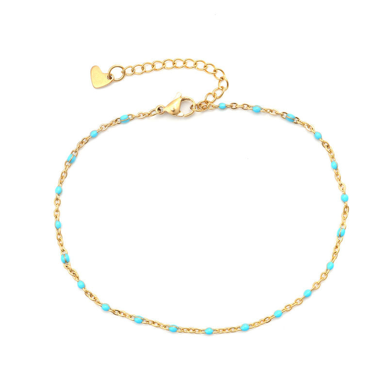 1 PC Fashion Anklet από ανοξείδωτο ατσάλι με σμάλτο πολύχρωμο στο πόδι Βραχιόλια στον αστράγαλο Γυναικεία Ανδρικά κοσμήματα με αλυσίδα ποδιών μήκους 23 cm