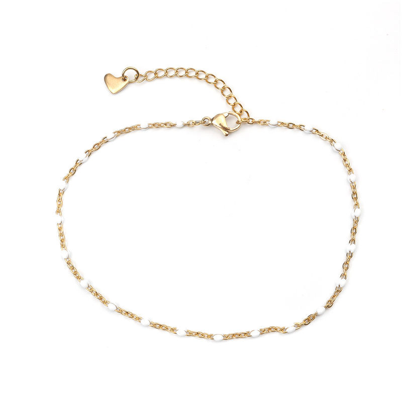 1 PC Fashion Anklet από ανοξείδωτο ατσάλι με σμάλτο πολύχρωμο στο πόδι Βραχιόλια στον αστράγαλο Γυναικεία Ανδρικά κοσμήματα με αλυσίδα ποδιών μήκους 23 cm