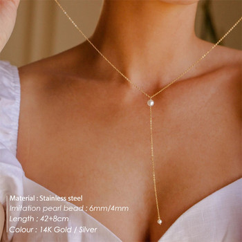 Κρεμαστό κόσμημα 316L από ανοξείδωτο ατσάλι χρυσό χρώμα αλυσίδας κολιέ για γυναίκες απομίμηση μαργαριταρένιων χάντρες κρεμαστό κόσμημα δώρα κοσμήματα Χονδρική