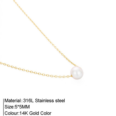 316L nerūsējošā tērauda modes zelta krāsas ķēdes rotaslietas kaklarota sievietēm Pērļu imitācijas krelles kulonu dāvanas juvelierizstrādājumu vairumtirdzniecība