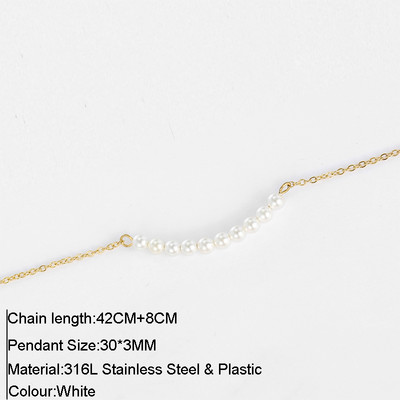 316L nerūsējošā tērauda modes zelta krāsas ķēdes rotaslietas kaklarota sievietēm Pērļu imitācijas krelles kulonu dāvanas juvelierizstrādājumu vairumtirdzniecība