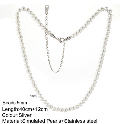 316L nerūsējošā tērauda modes zelta krāsas ķēdes rotaslietas kaklarota sievietēm Pērļu imitācijas krelles kulonu dāvanas juvelierizstrādājumu vairumtirdzniecība