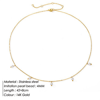 316L nerūsējošā tērauda modes zelta krāsas ķēdes rotaslietas kaklarota sievietēm Pērļu imitācijas krelles kulonu dāvanas juvelierizstrādājumu vairumtirdzniecība
