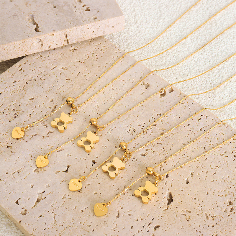 Tuščiavidurio lokio širdies pakabukas reguliuojamas karoliai moterims nerūdijančio plieno moteriškos aukso spalvos vandeniui atsparūs karoliai mergaičių kaklo grandinėlė