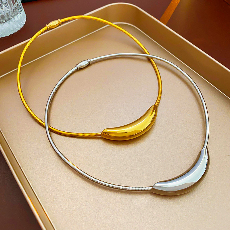 316L nerūdijančio plieno naujos mados smulkūs papuošalai Minimalizmas HipHop Punk Arc Forma Charm Chain Choker karoliai pakabukai moterims